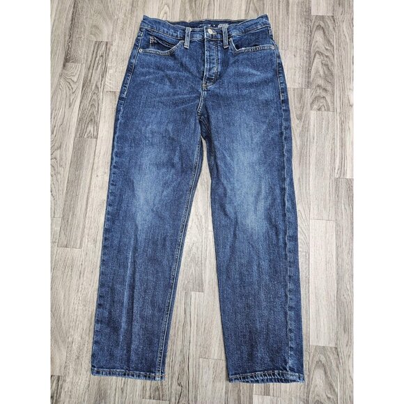(3/$35) Old Navy Jeans Womens 6 Blue High Rise Button Fly Straight Slim Pockets - Picture 1 of 13